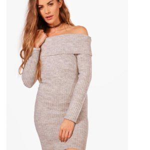Brave Soul (from Boohoo) Ribbed Bardot Off The Shoulder Dress - Small